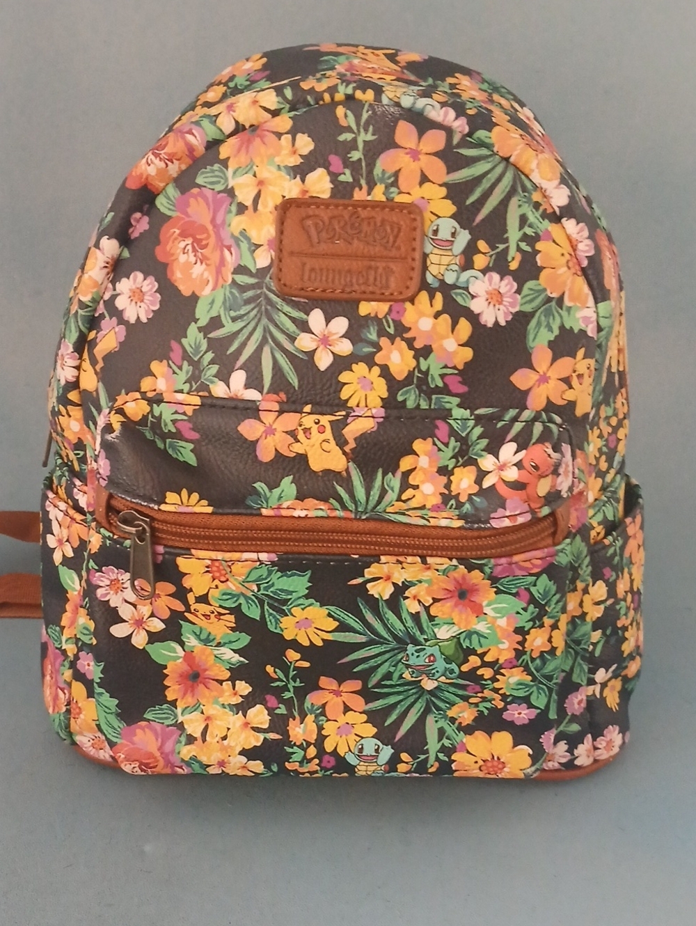 Loungefly Pokemon Anime Character Mini Backpack - Black Floral